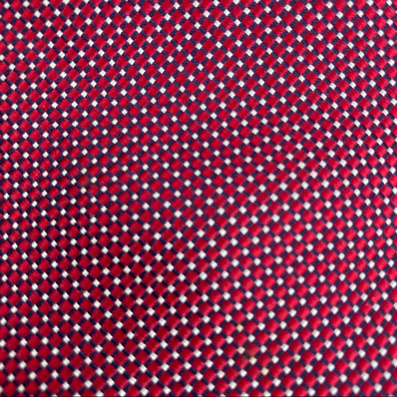 4/$25 Nautica Red Navy White Check 100% Silk Tie - Picture 3 of 13